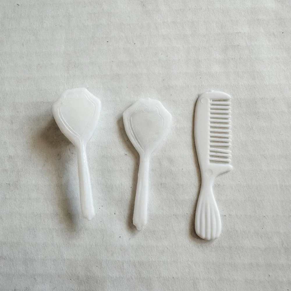 Barbie Vanity White Brush Comb Mirror 3 Piece‎ Vintage Doll Accessories